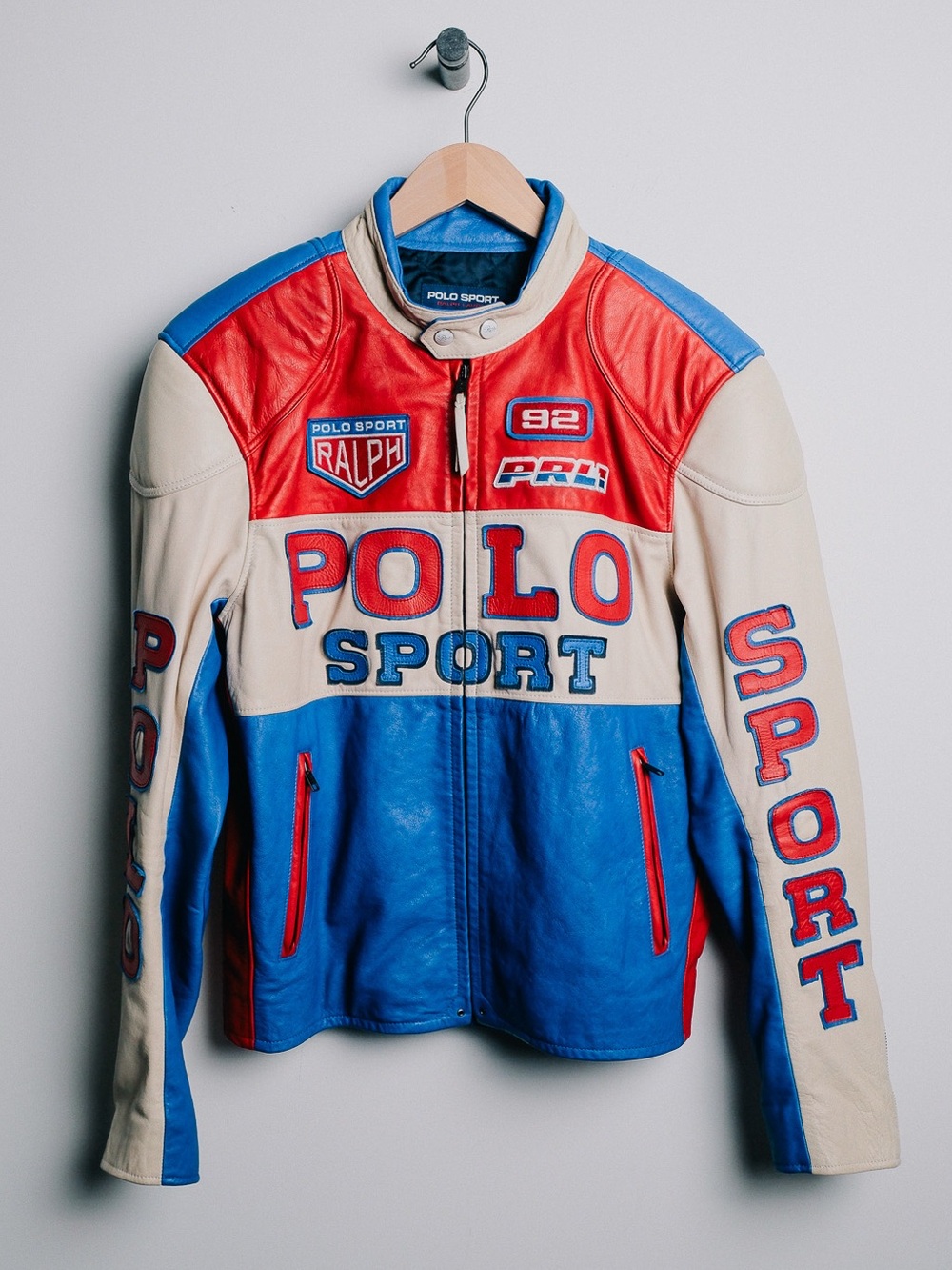 Rare Polo Sport Ralph Lauren Leather Spell Out Racing Jacket M